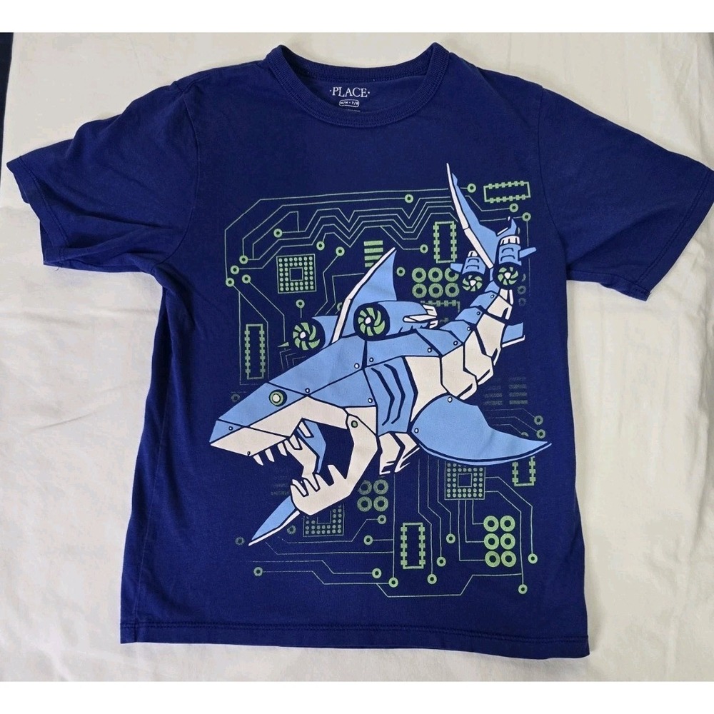 Children's‎ Place Boy's Size Medium (7-8) Blue Shark T-shirt